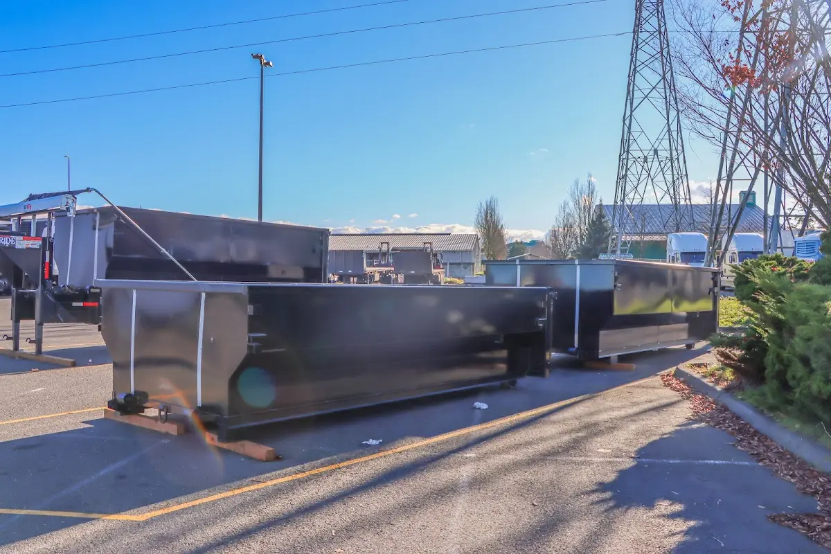 Roll-off dumpster ready for waste disposal at job site for Cleanout Dumpster Rental in Carpentersville